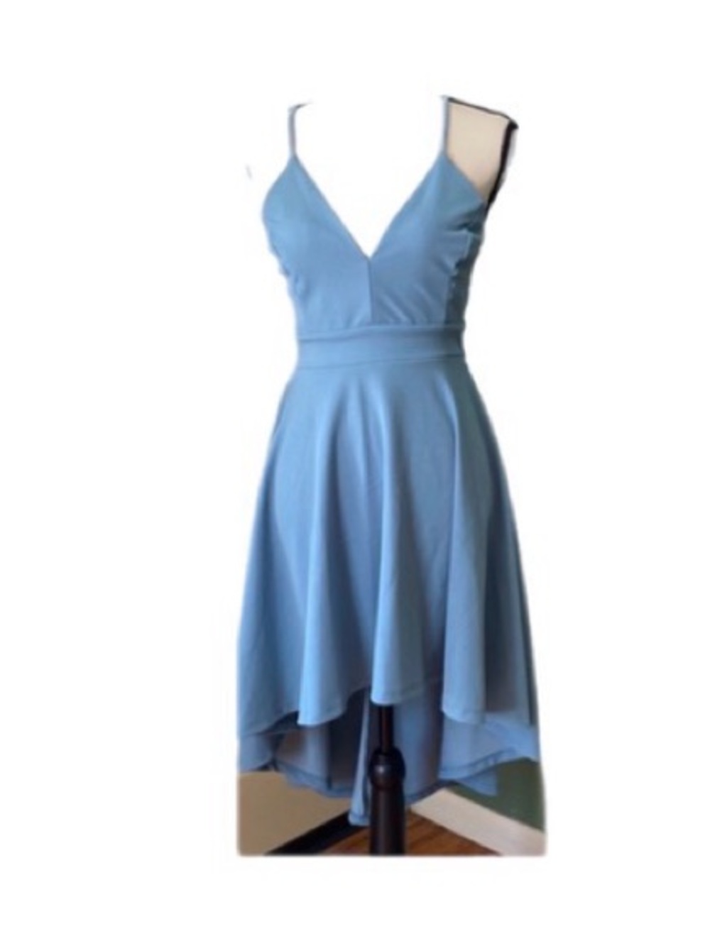 Windsor ligth blue halter fit flare high low cut out lace casual summer dress